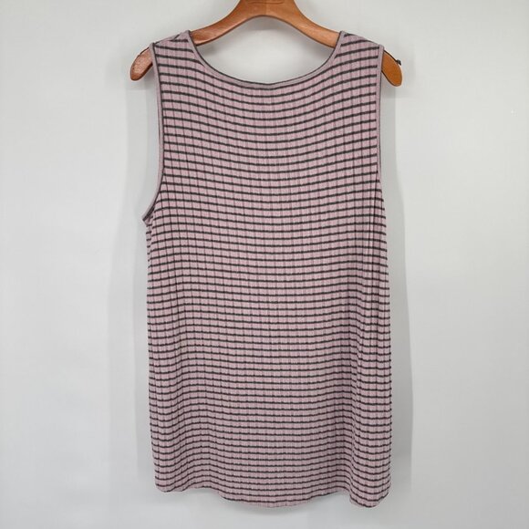 Chicos 3 Zenergy 2 pc Pink Gray Striped  Cardigan knit  top tank Womens Size XL - Picture 13 of 13